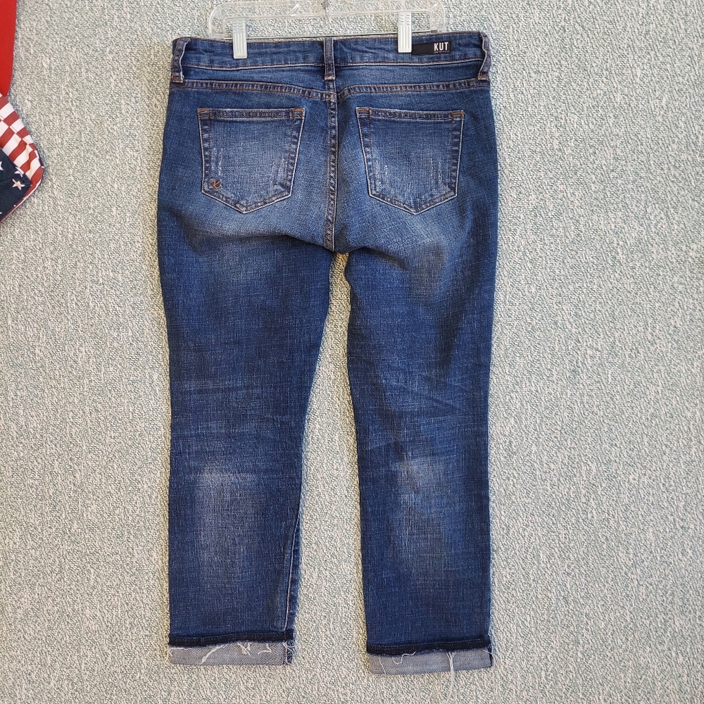 Kut from the Kloth Uma Boyfriend Jeans, Sz 4P, Cropped Cuffs - Picture 4 of 10